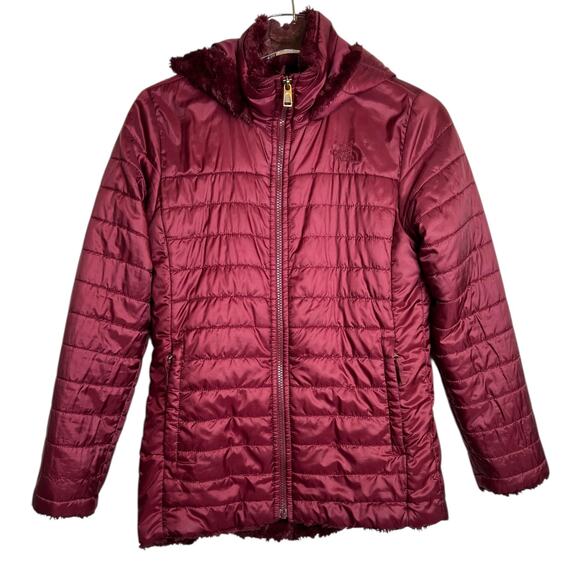 TNF Mossbud Swirl Parka Puffer Jacket Hooded Quilted Winter Coat Youth L 14/16 - Picture 1 of 14